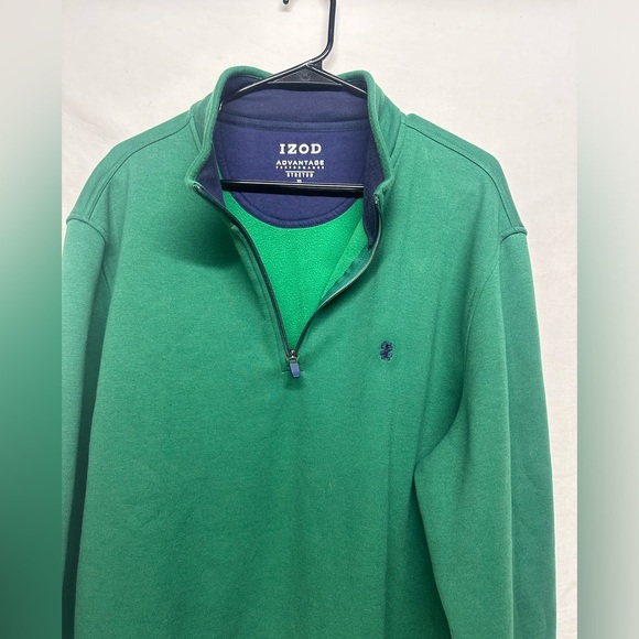 IZOD Men’s Advantage‎ Performance Stretch Green & Navy Quarter Zip Sweater XL - Picture 3 of 9